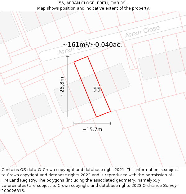 55, ARRAN CLOSE, ERITH, DA8 3SL: Plot and title map