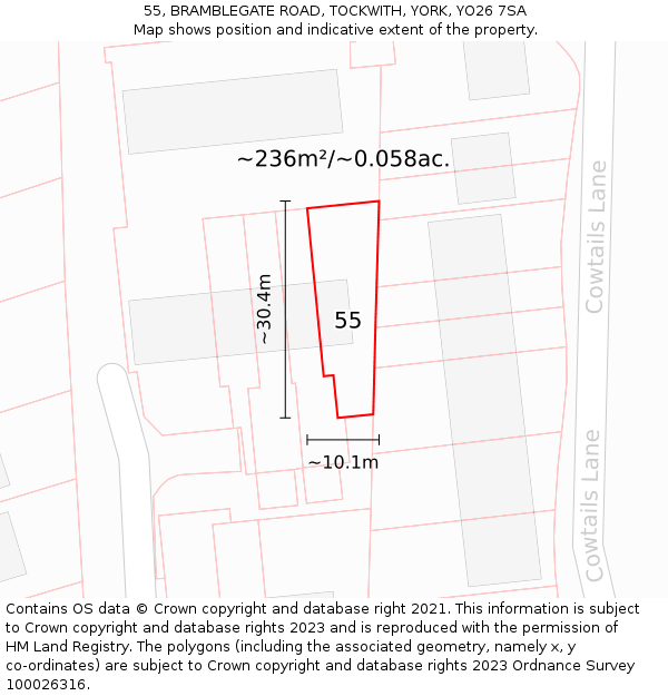 55, BRAMBLEGATE ROAD, TOCKWITH, YORK, YO26 7SA: Plot and title map