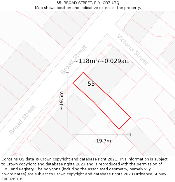 55, BROAD STREET, ELY, CB7 4BQ: Plot and title map