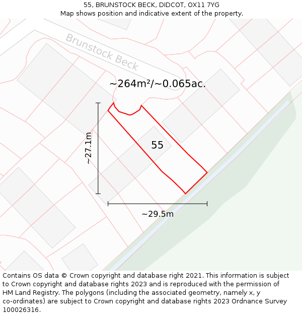 55, BRUNSTOCK BECK, DIDCOT, OX11 7YG: Plot and title map
