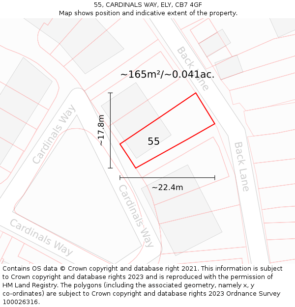 55, CARDINALS WAY, ELY, CB7 4GF: Plot and title map