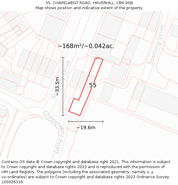 55, CHAPELWENT ROAD, HAVERHILL, CB9 9SB: Plot and title map