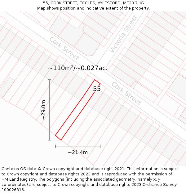 55, CORK STREET, ECCLES, AYLESFORD, ME20 7HG: Plot and title map
