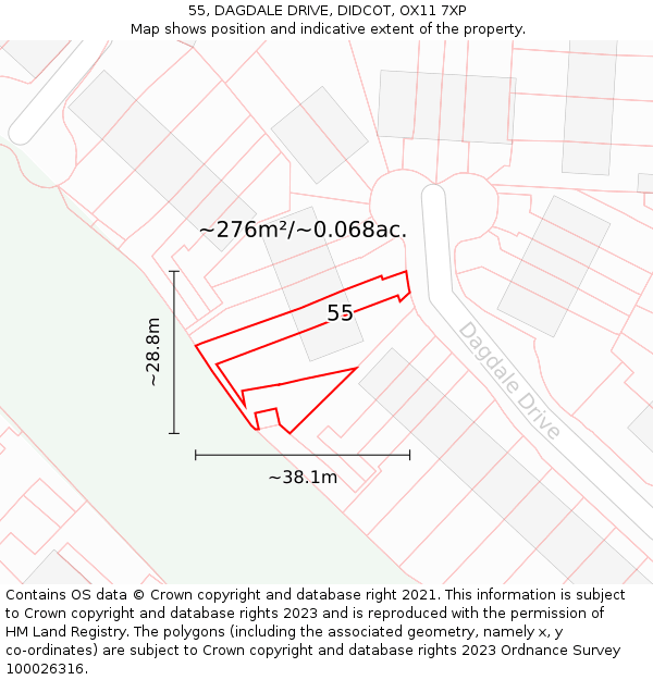 55, DAGDALE DRIVE, DIDCOT, OX11 7XP: Plot and title map