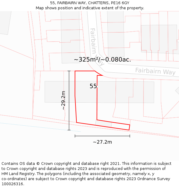 55, FAIRBAIRN WAY, CHATTERIS, PE16 6GY: Plot and title map