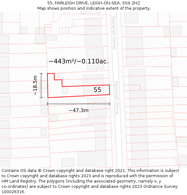 55, FAIRLEIGH DRIVE, LEIGH-ON-SEA, SS9 2HZ: Plot and title map