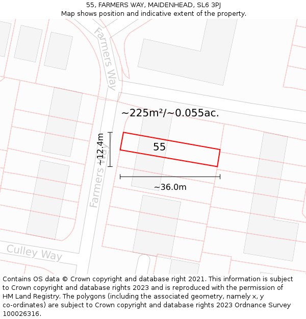 55, FARMERS WAY, MAIDENHEAD, SL6 3PJ: Plot and title map