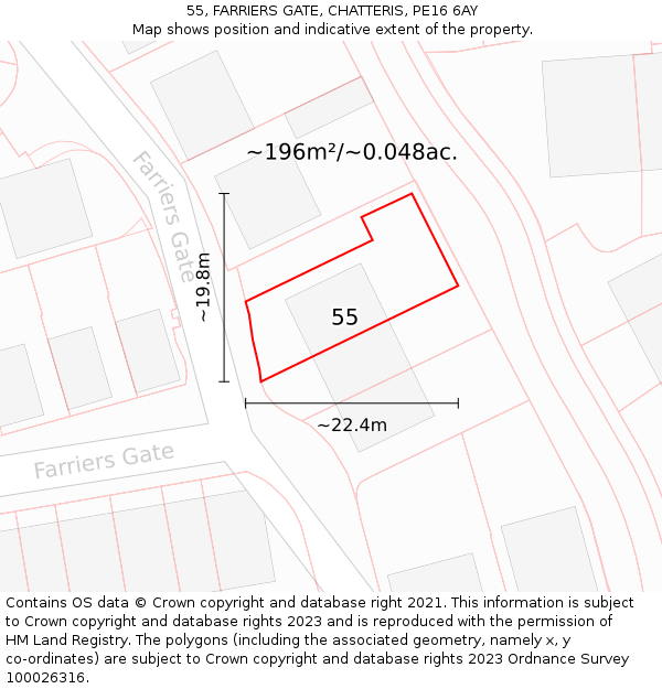 55, FARRIERS GATE, CHATTERIS, PE16 6AY: Plot and title map
