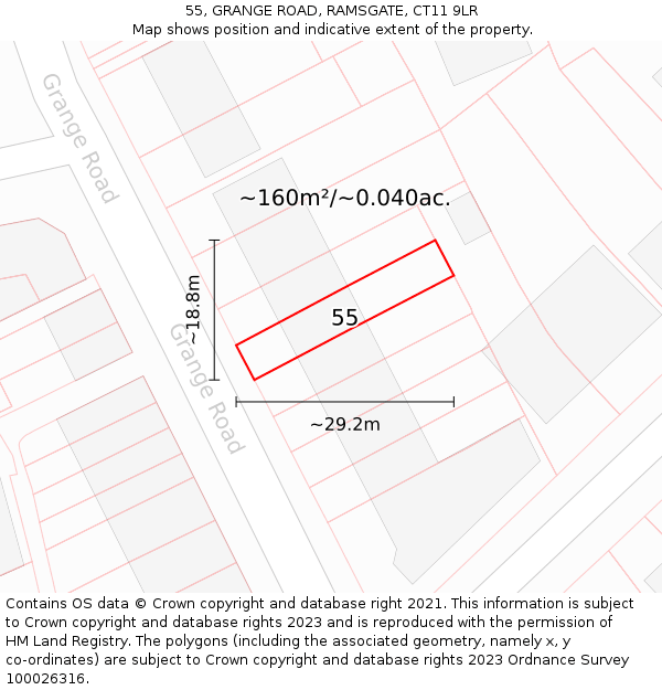 55, GRANGE ROAD, RAMSGATE, CT11 9LR: Plot and title map