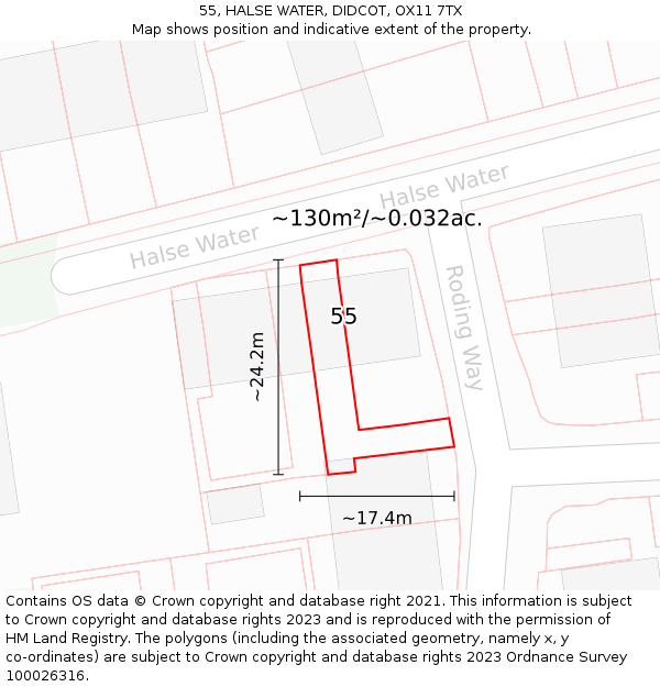 55, HALSE WATER, DIDCOT, OX11 7TX: Plot and title map
