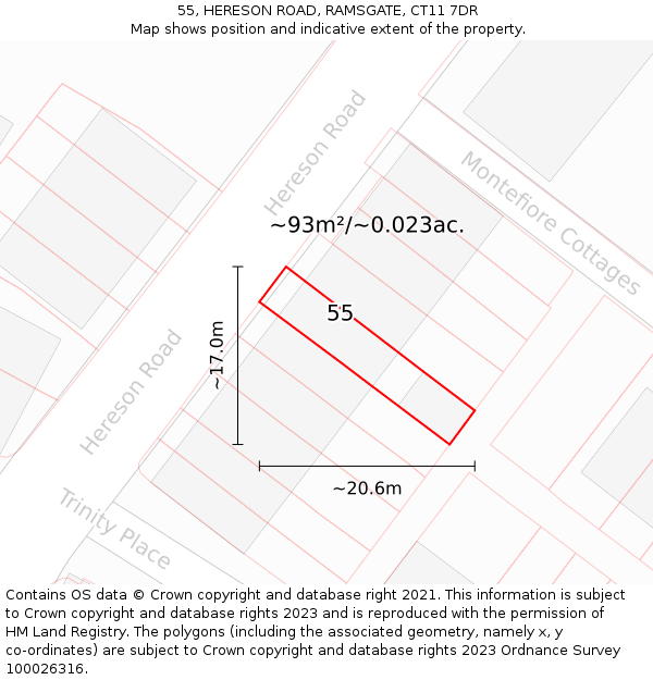 55, HERESON ROAD, RAMSGATE, CT11 7DR: Plot and title map