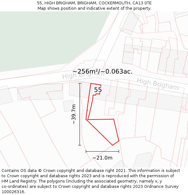 55, HIGH BRIGHAM, BRIGHAM, COCKERMOUTH, CA13 0TE: Plot and title map