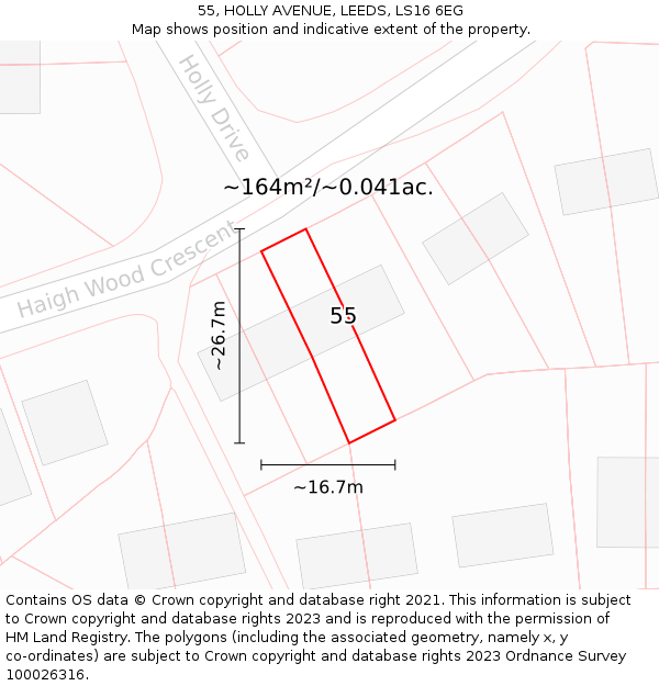 55, HOLLY AVENUE, LEEDS, LS16 6EG: Plot and title map