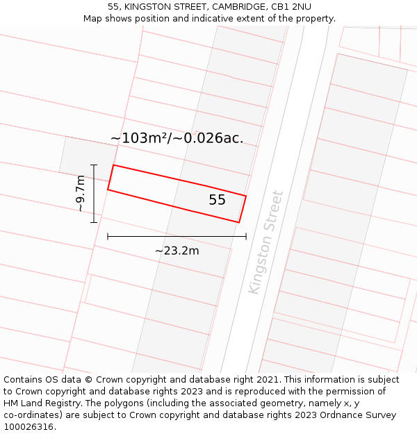 55, KINGSTON STREET, CAMBRIDGE, CB1 2NU: Plot and title map