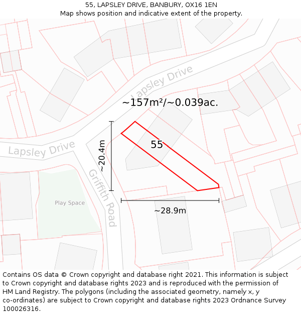 55, LAPSLEY DRIVE, BANBURY, OX16 1EN: Plot and title map
