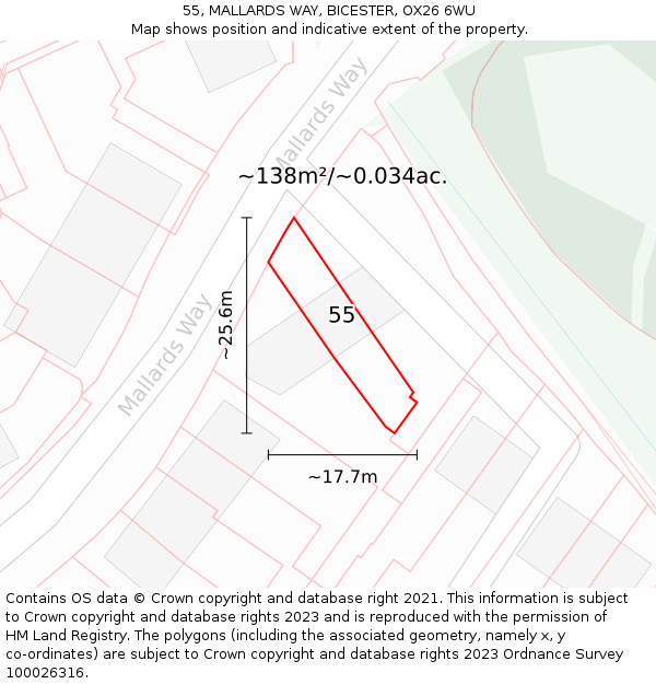 55, MALLARDS WAY, BICESTER, OX26 6WU: Plot and title map