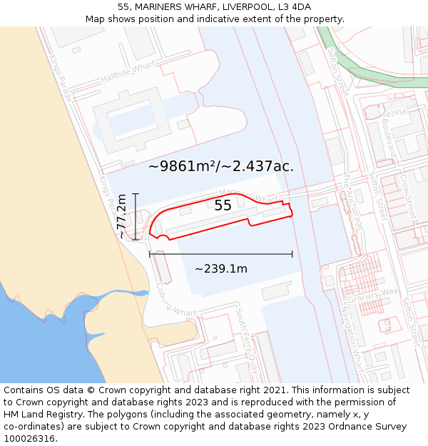 55, MARINERS WHARF, LIVERPOOL, L3 4DA: Plot and title map