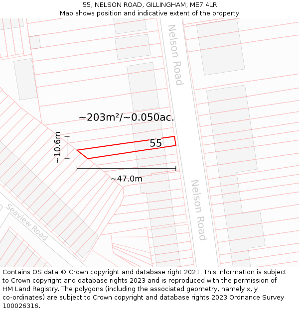 55, NELSON ROAD, GILLINGHAM, ME7 4LR: Plot and title map