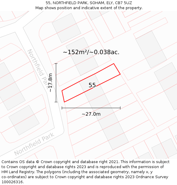 55, NORTHFIELD PARK, SOHAM, ELY, CB7 5UZ: Plot and title map