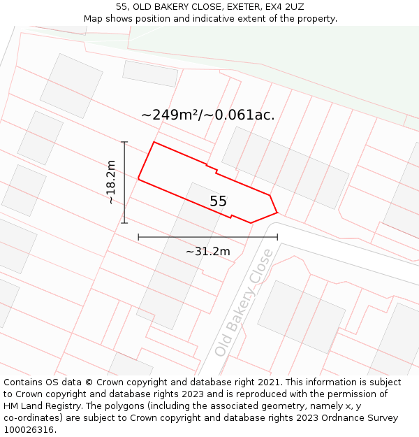 55, OLD BAKERY CLOSE, EXETER, EX4 2UZ: Plot and title map