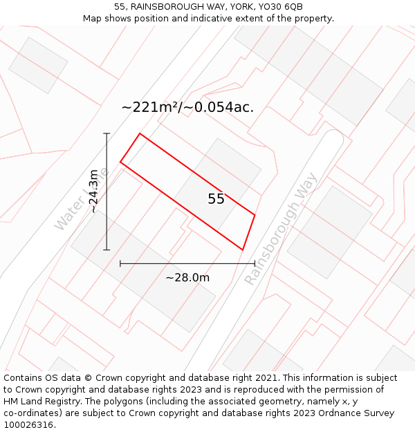 55, RAINSBOROUGH WAY, YORK, YO30 6QB: Plot and title map
