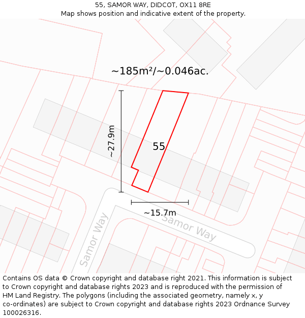 55, SAMOR WAY, DIDCOT, OX11 8RE: Plot and title map