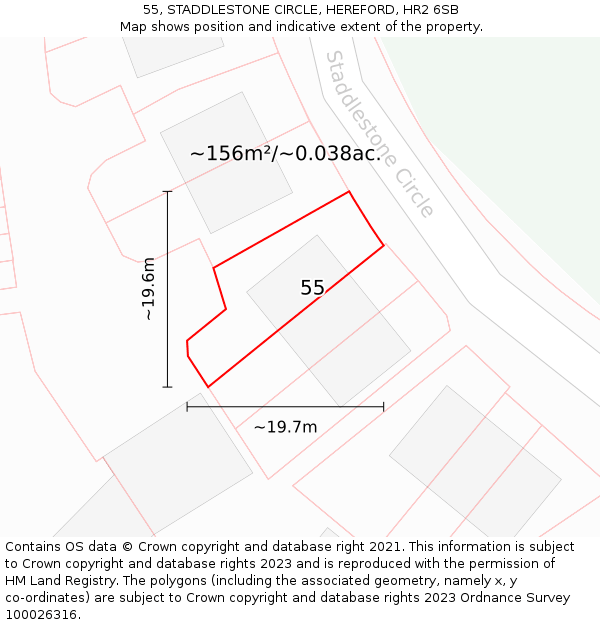 55, STADDLESTONE CIRCLE, HEREFORD, HR2 6SB: Plot and title map