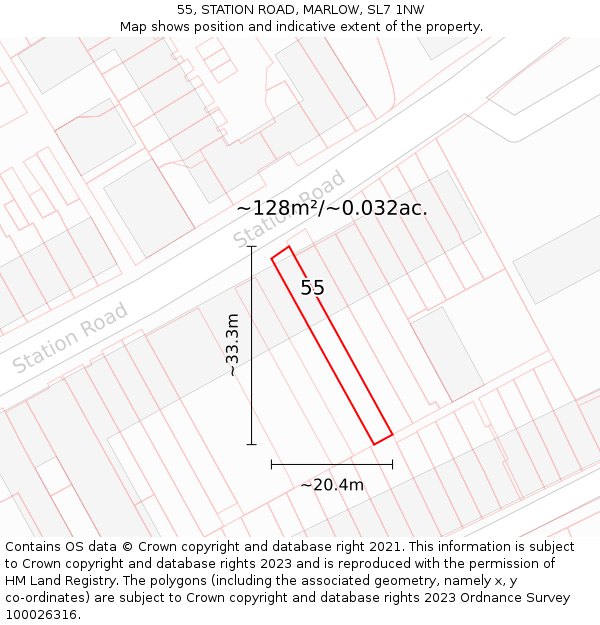 55, STATION ROAD, MARLOW, SL7 1NW: Plot and title map