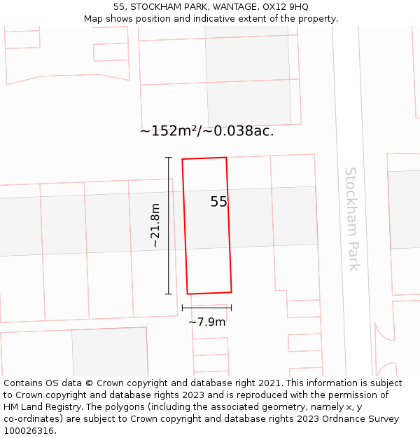 55, STOCKHAM PARK, WANTAGE, OX12 9HQ: Plot and title map