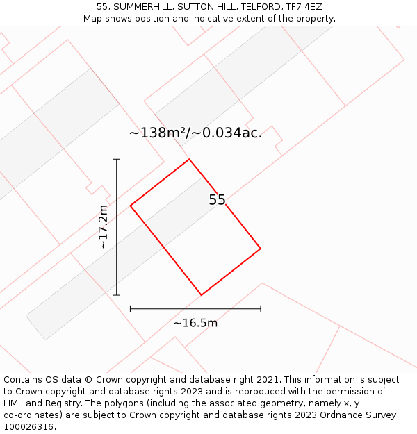 55, SUMMERHILL, SUTTON HILL, TELFORD, TF7 4EZ: Plot and title map