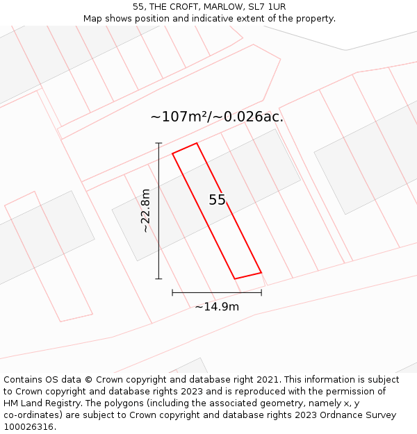 55, THE CROFT, MARLOW, SL7 1UR: Plot and title map