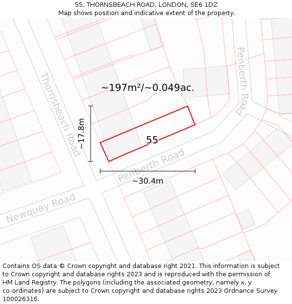 55, THORNSBEACH ROAD, LONDON, SE6 1DZ: Plot and title map