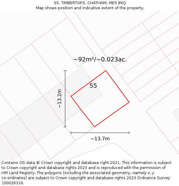 55, TIMBERTOPS, CHATHAM, ME5 8XQ: Plot and title map