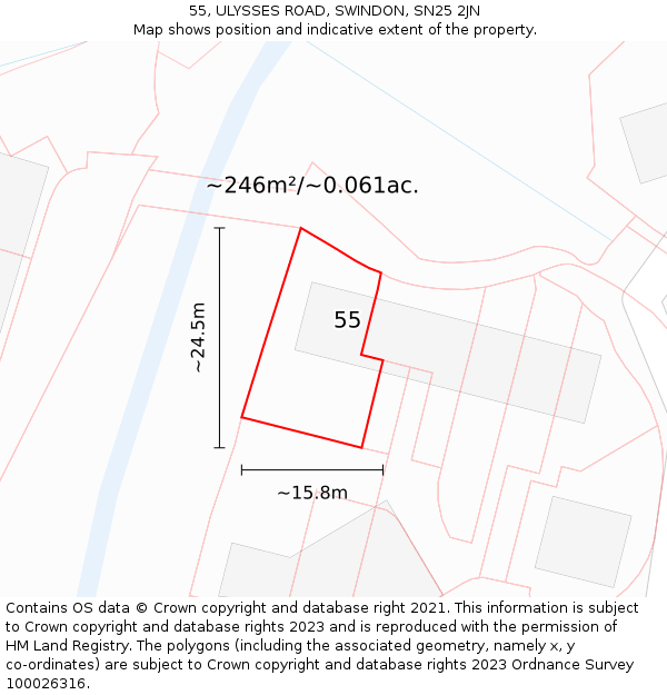 55, ULYSSES ROAD, SWINDON, SN25 2JN: Plot and title map