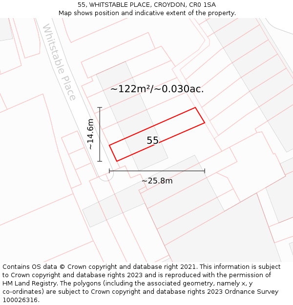 55, WHITSTABLE PLACE, CROYDON, CR0 1SA: Plot and title map