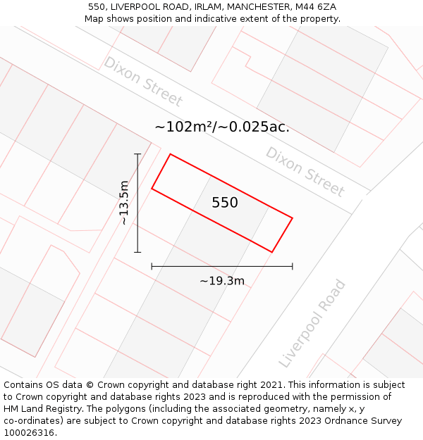 550, LIVERPOOL ROAD, IRLAM, MANCHESTER, M44 6ZA: Plot and title map