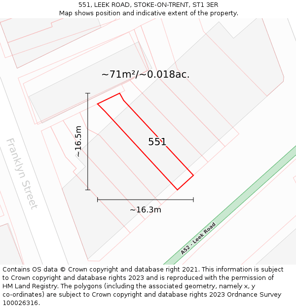 551, LEEK ROAD, STOKE-ON-TRENT, ST1 3ER: Plot and title map