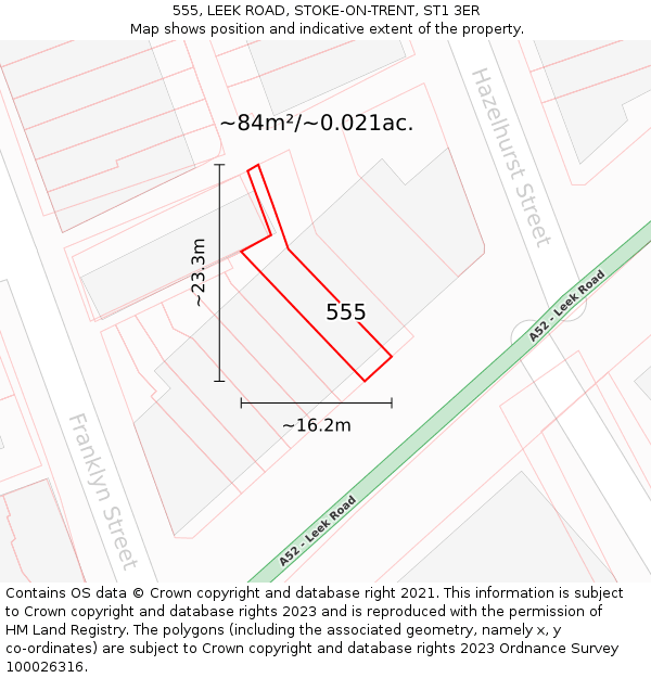 555, LEEK ROAD, STOKE-ON-TRENT, ST1 3ER: Plot and title map