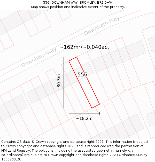 556, DOWNHAM WAY, BROMLEY, BR1 5HW: Plot and title map