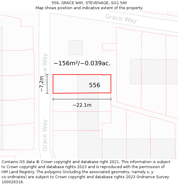 556, GRACE WAY, STEVENAGE, SG1 5AY: Plot and title map
