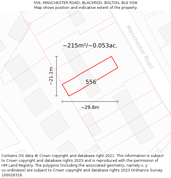 556, MANCHESTER ROAD, BLACKROD, BOLTON, BL6 5SW: Plot and title map