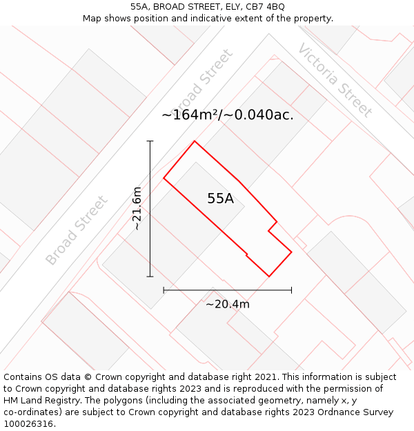 55A, BROAD STREET, ELY, CB7 4BQ: Plot and title map