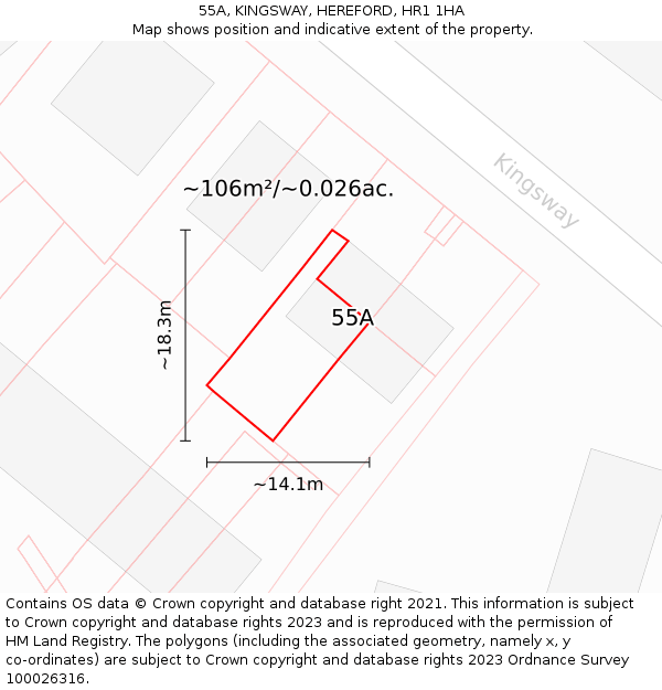 55A, KINGSWAY, HEREFORD, HR1 1HA: Plot and title map