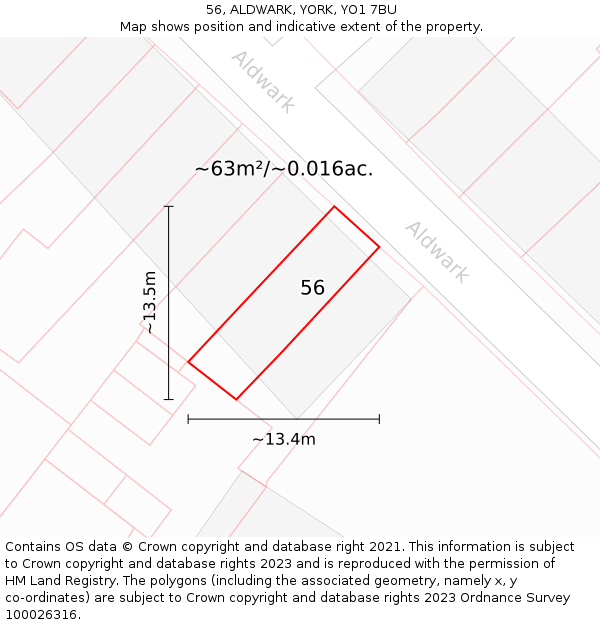 56, ALDWARK, YORK, YO1 7BU: Plot and title map