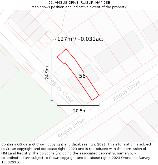 56, ANGUS DRIVE, RUISLIP, HA4 0SB: Plot and title map