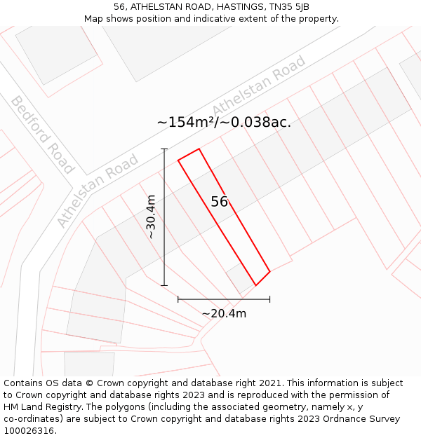 56, ATHELSTAN ROAD, HASTINGS, TN35 5JB: Plot and title map