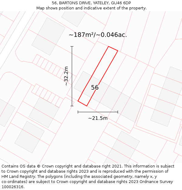 56, BARTONS DRIVE, YATELEY, GU46 6DP: Plot and title map