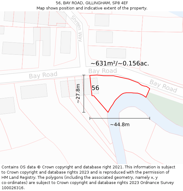 56, BAY ROAD, GILLINGHAM, SP8 4EF: Plot and title map