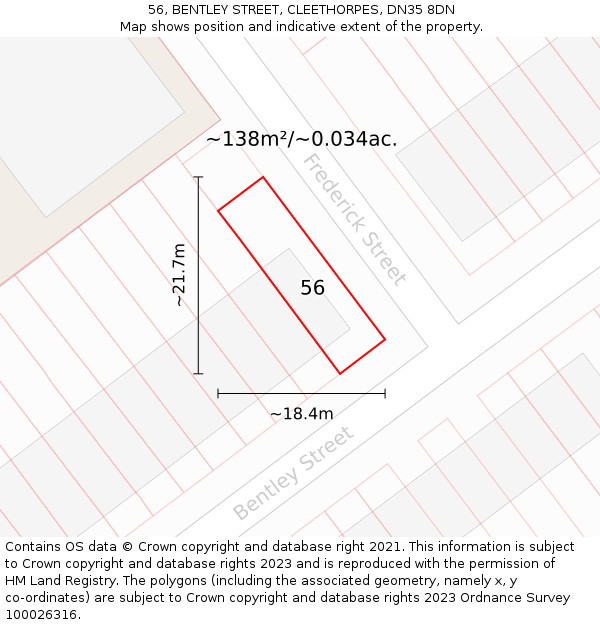 56, BENTLEY STREET, CLEETHORPES, DN35 8DN: Plot and title map