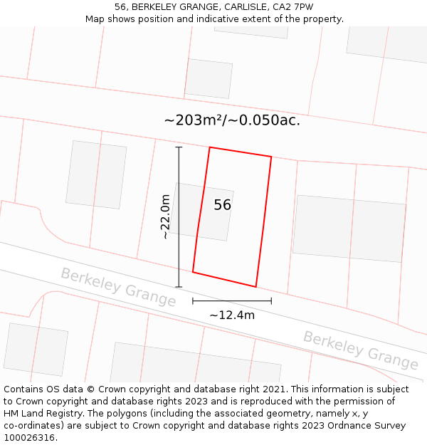 56, BERKELEY GRANGE, CARLISLE, CA2 7PW: Plot and title map